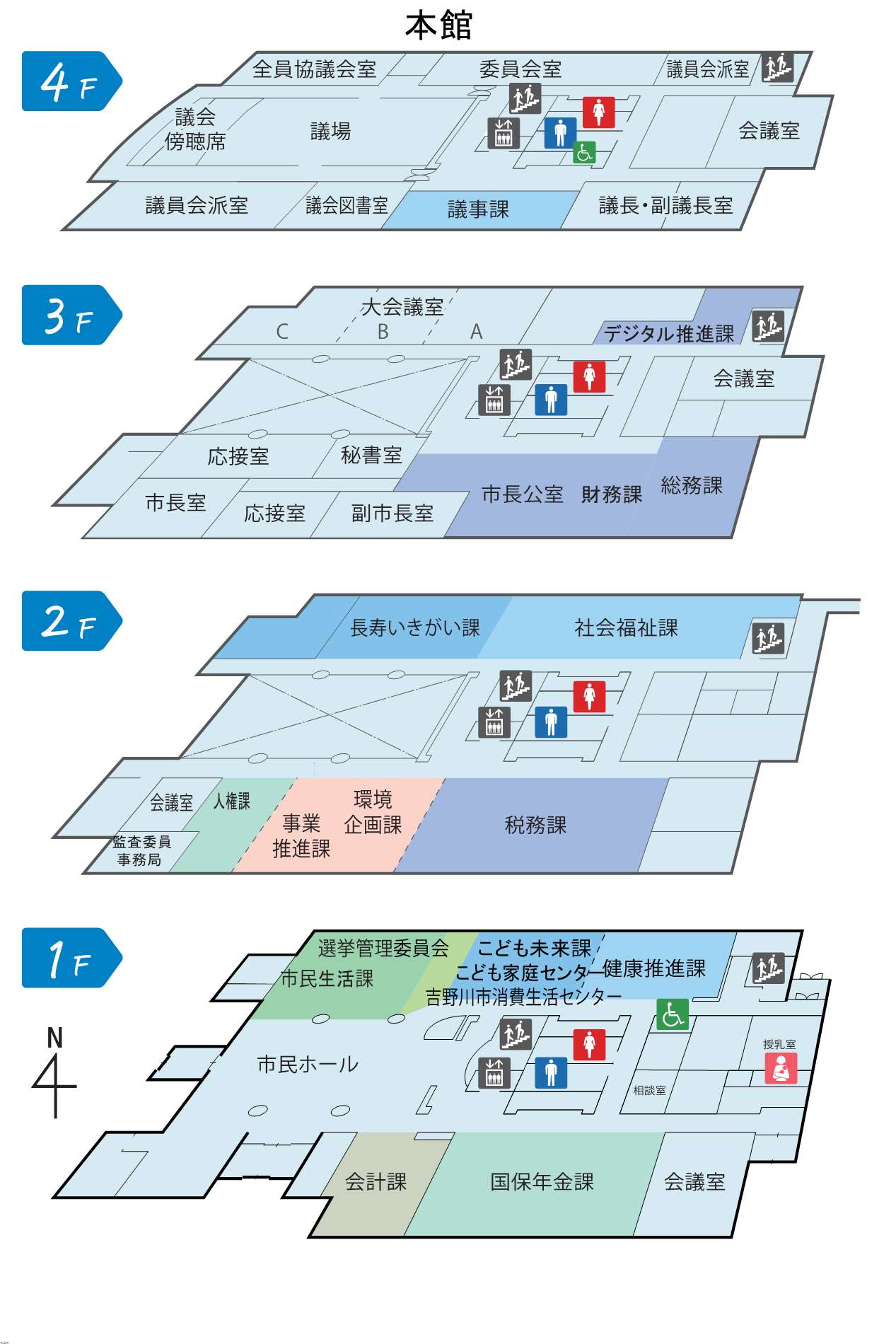 市役所本館配置図