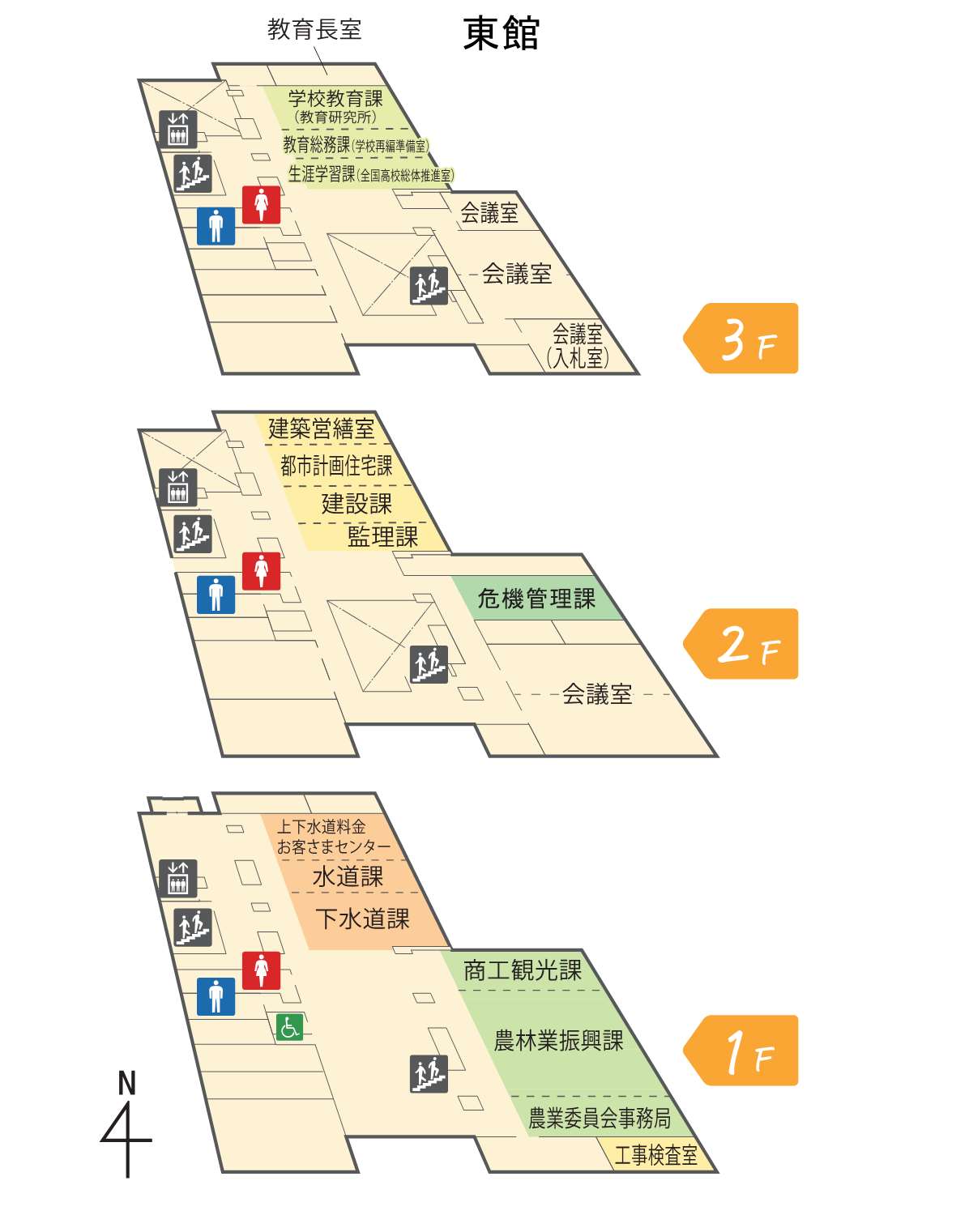 市役所東館配置図